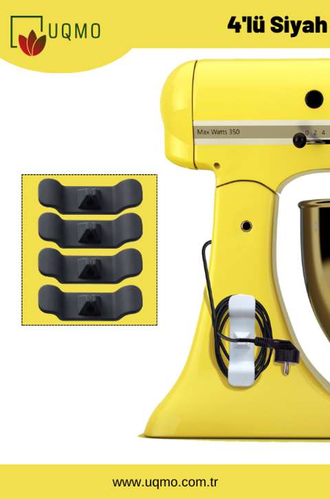 Siyah 4'LÜ Kablo Düzenleyici & Sabitleyici