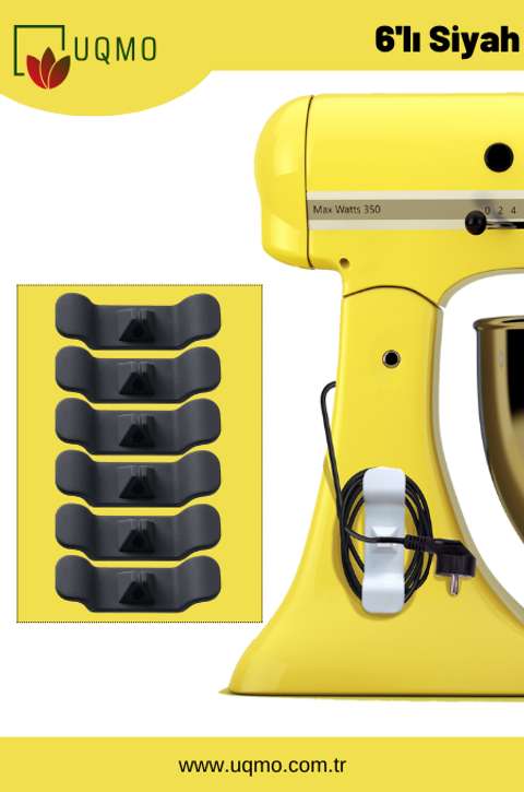 Siyah 6'lı Kablo Düzenleyici & Sabitleyici