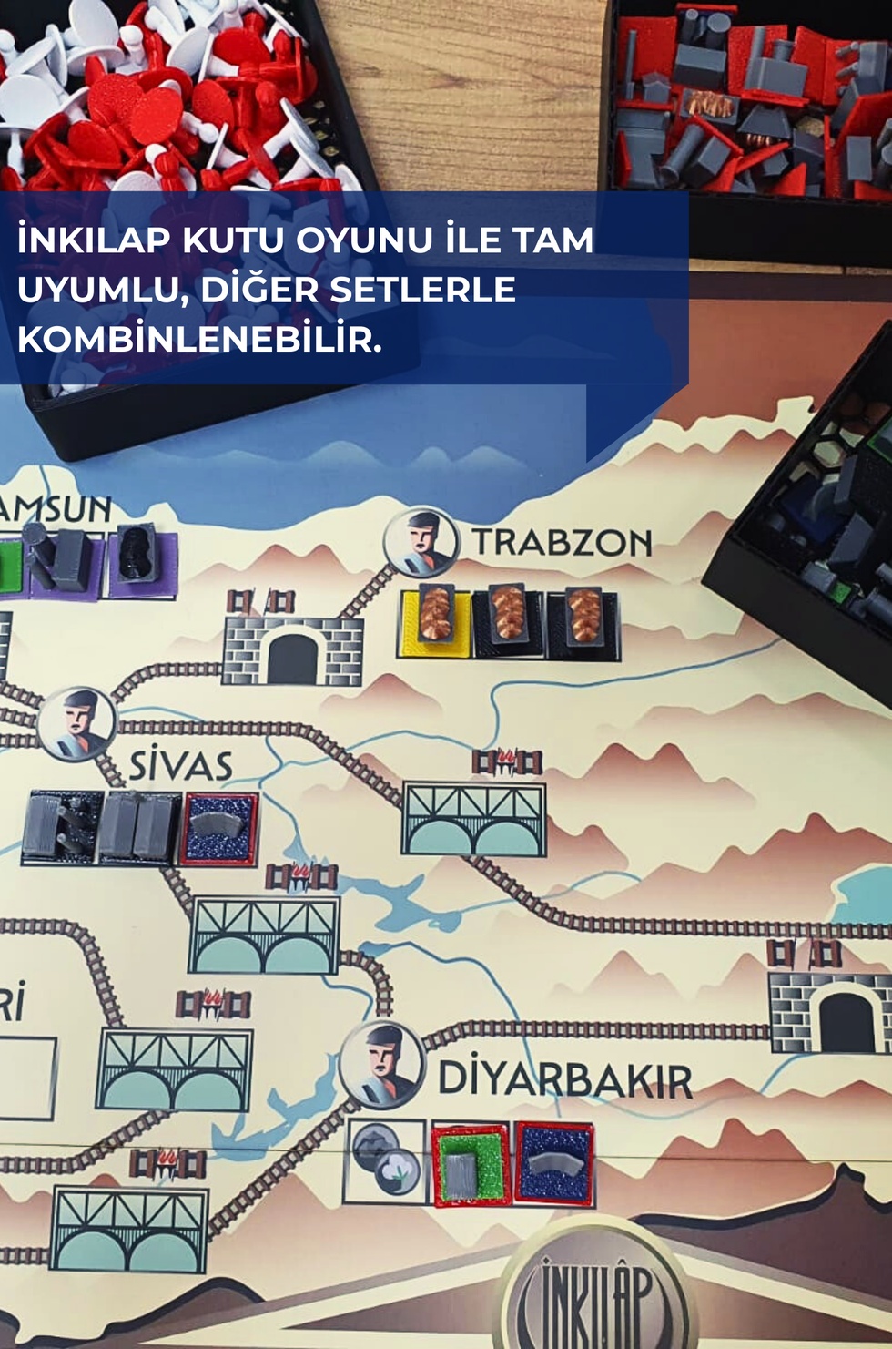 İnkılap Kutu Oyunu ile uyumlu 3D İşletmeler Detay Seti