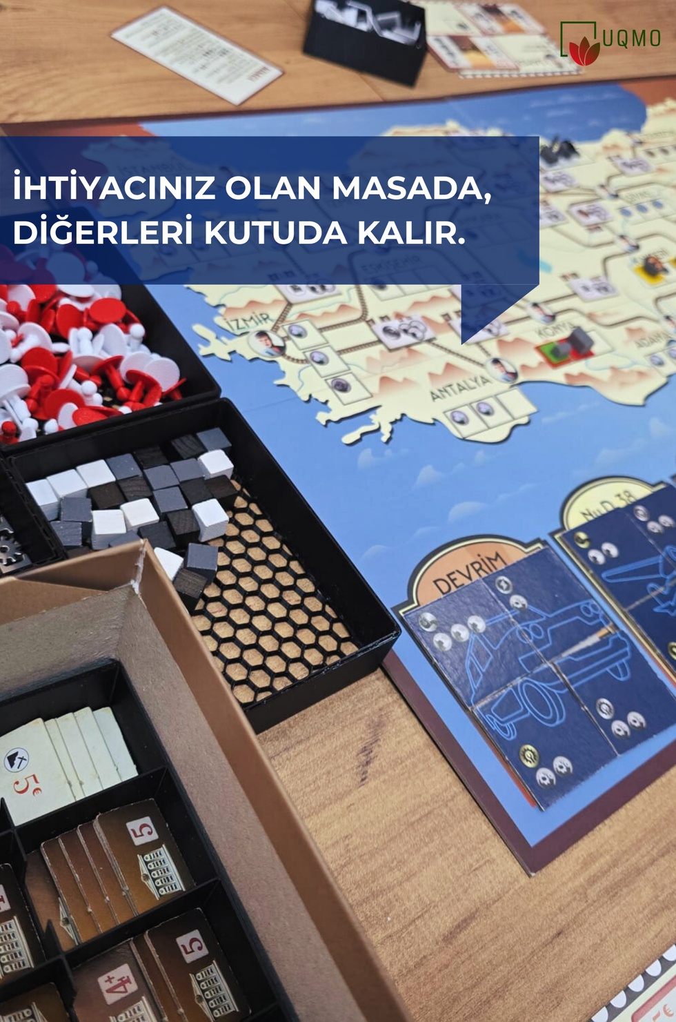 İnkılap Kutu Oyunu ile Uyumlu 3D Kutu Düzenleyici – Akıllı Insert + UqmoTag Dahil
