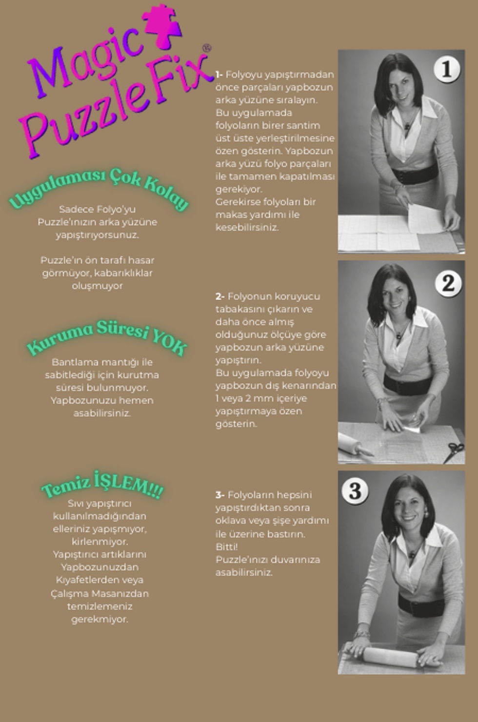 Magic Puzzle Fix - Puzzle yapıştırıcı folyo - 12 Adet