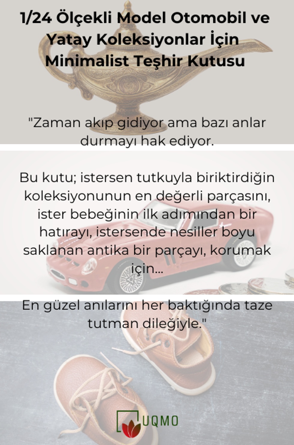 1:24 Model Otomobil ve Değerli Objeler için Podyum Tasarımlı Teşhir Kutusu (Smooth Serisi)