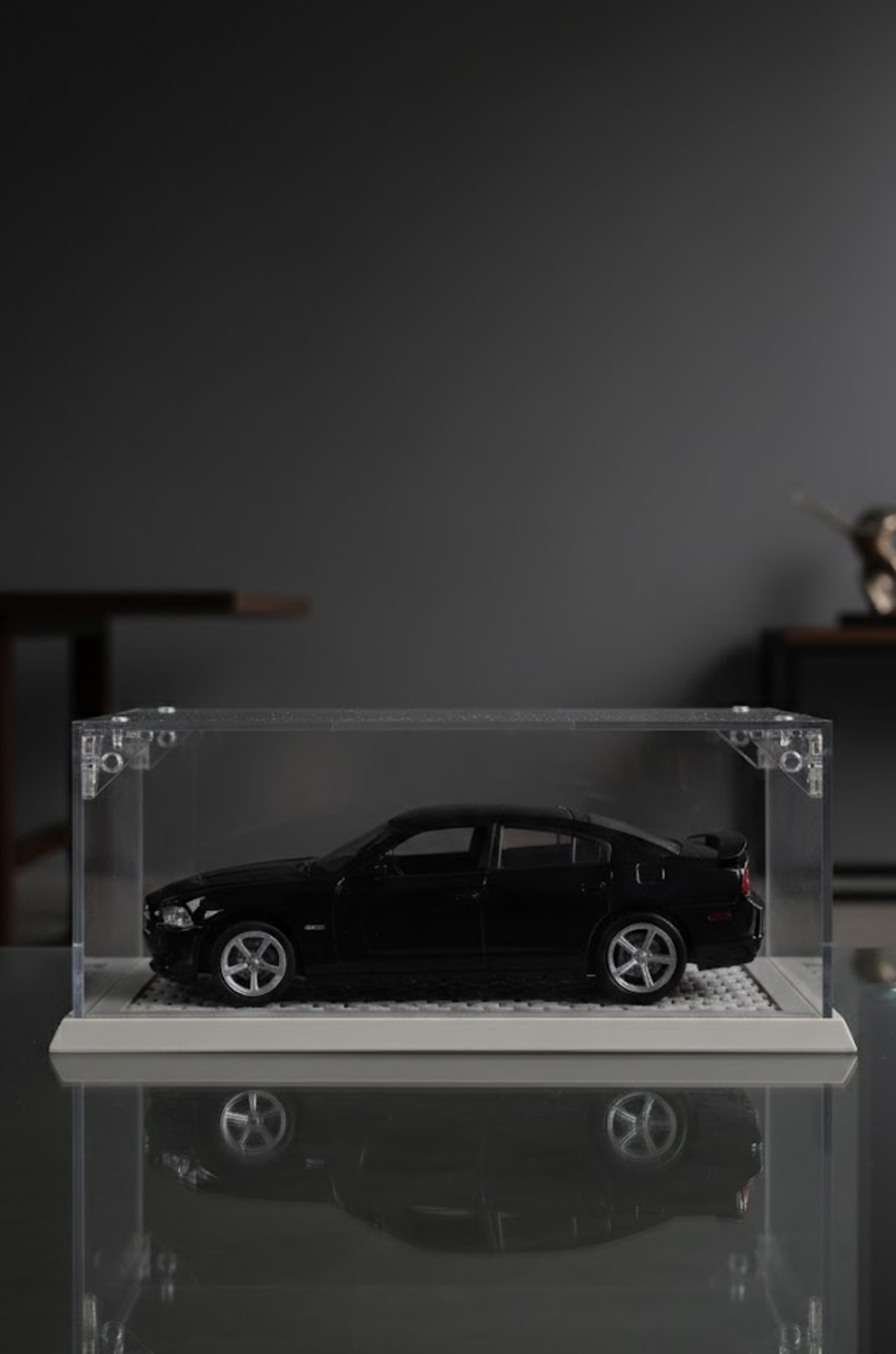 1:24 Ölçekli Model Otomobil Koleksiyonu Minimalist Teşhir Kutusu (Gri, Arnavut Kaldırımı)