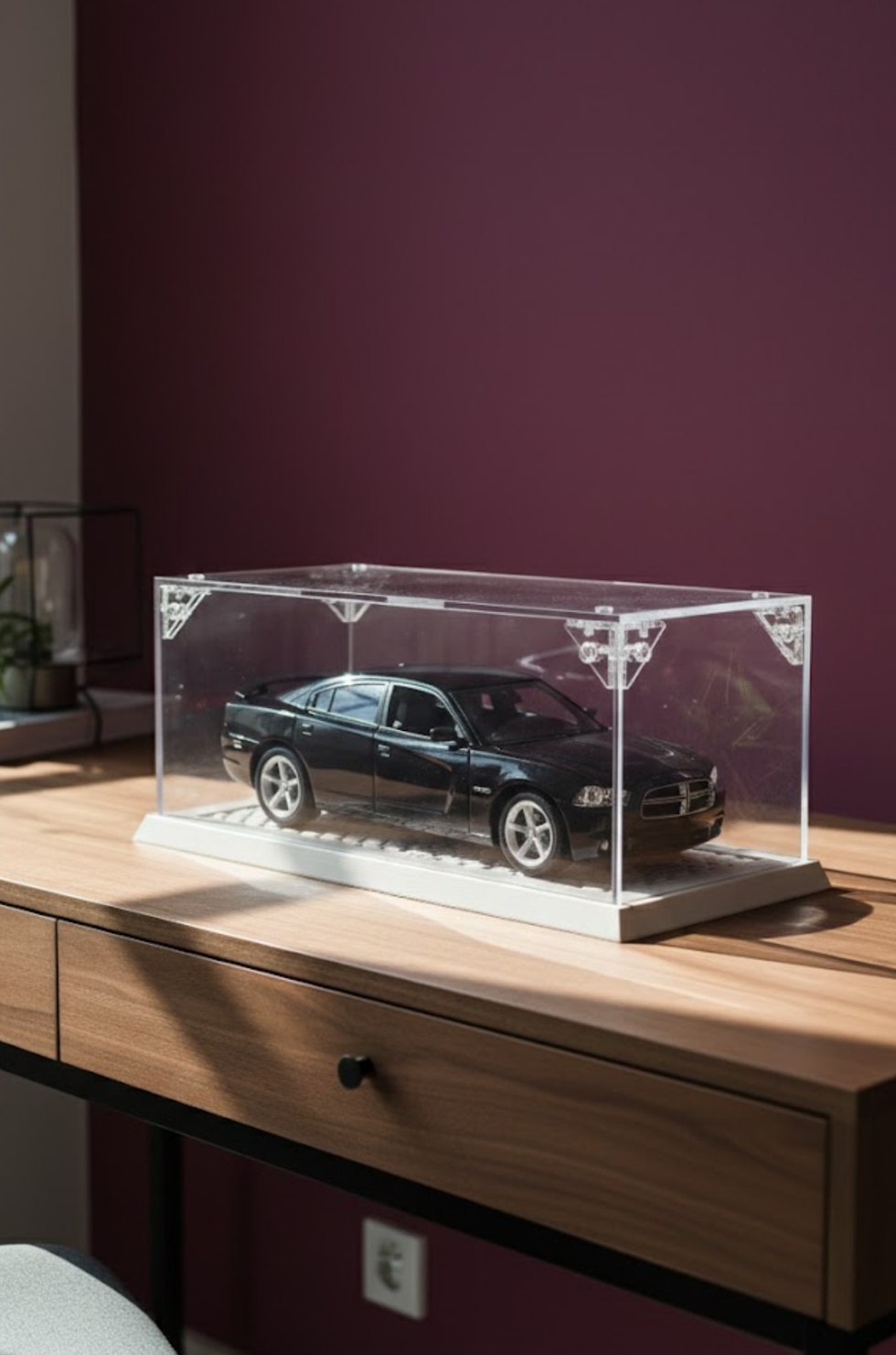 1:24 Ölçekli Model Otomobil Koleksiyonu Minimalist Teşhir Kutusu (Gri, Arnavut Kaldırımı)