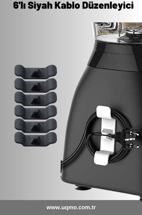 Siyah 6'lı Kablo Düzenleyici & Sabitleyici