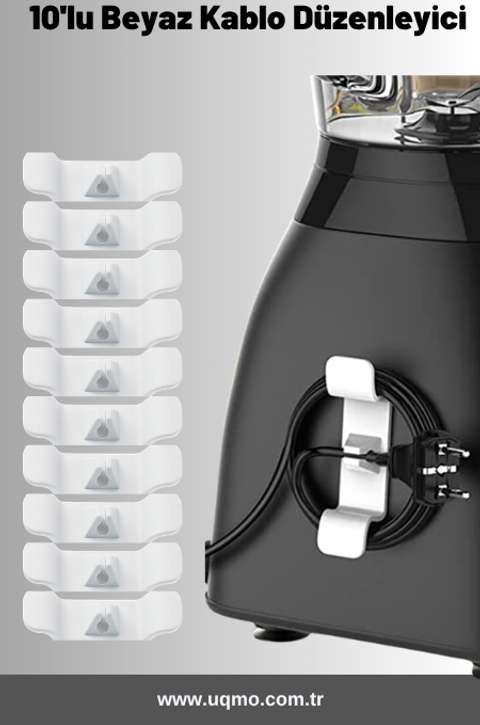 Beyaz 10'lu Kablo Düzenleyici & Sabitleyici